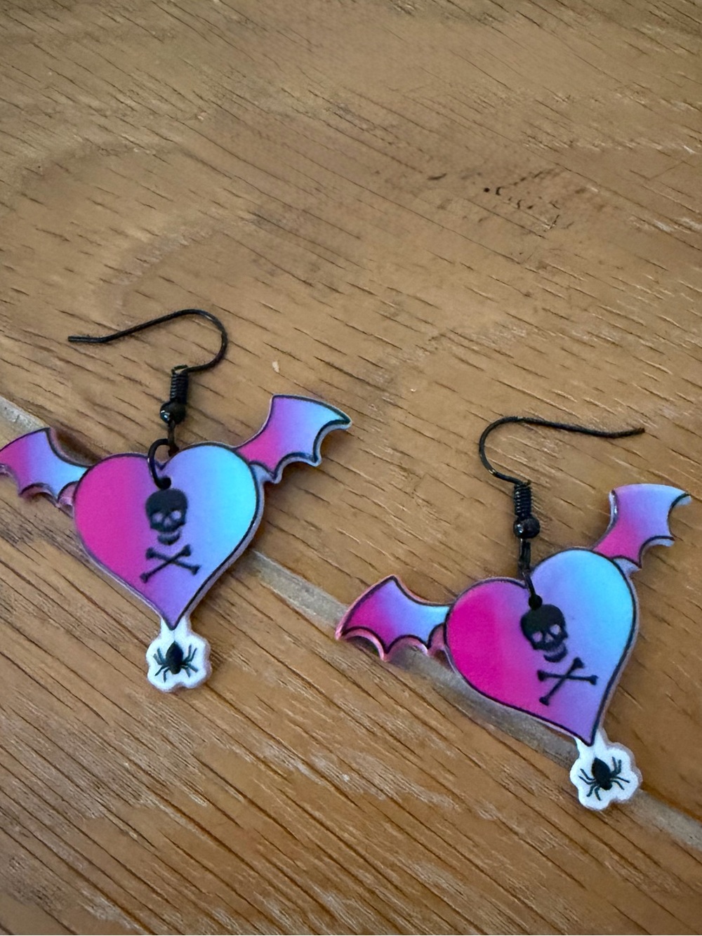 Bat Love Skull Lightweight Handmade Earrings